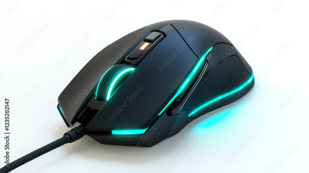 Black Illuminated Gaming Computer Mouse - Front and 45 Degree Angle View Black Illuminated Gaming Computer Mouse - Front and 45 Degree Angle View
