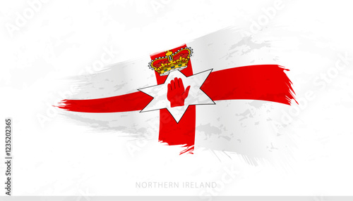 Northern Ireland National Flag with Textured Brush Strokes.