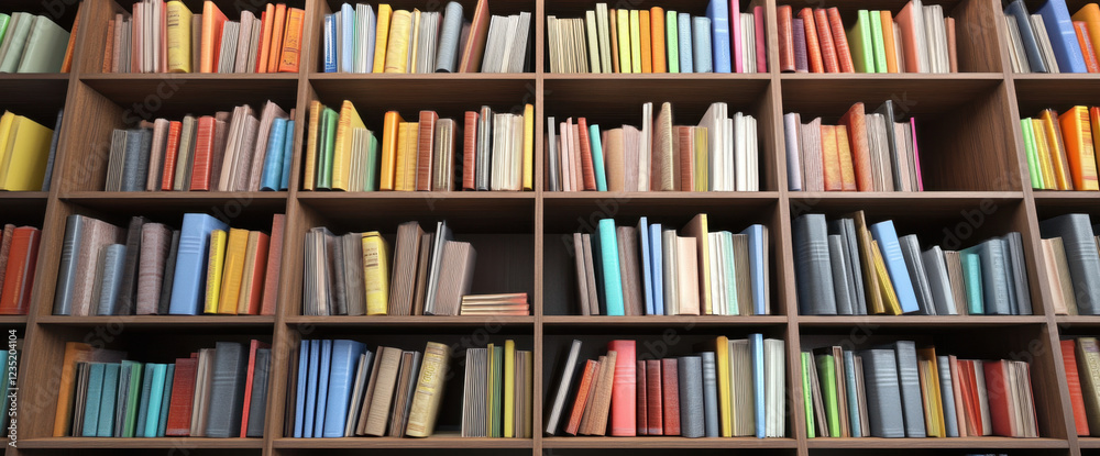 Wide book shelves with blurry effect on book cover
Wide book shelves with blurry effect on book cover