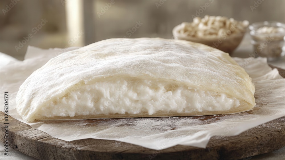 custom made wallpaper toronto digitalDelicious Soft Cheese Wrapped in Thin Dough on a Wooden Board