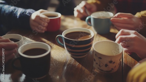 A group of people are enjoying coffee together.