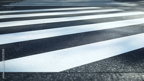 A close-up view of a zebra crossing on a road, emphasizing traffic safety. photo