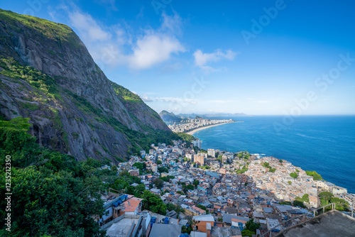 Fototapeta Naklejka Na Ścianę i Meble -  View from Vidigal Favela Rio De Janeiro