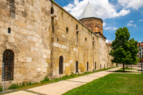 Cifte Minareli Medrese (Double Minaret Thelogical Schools). The structure is located at the city center. The structure has the biggest portal among the other theological schools in Anatolia. Sivas .