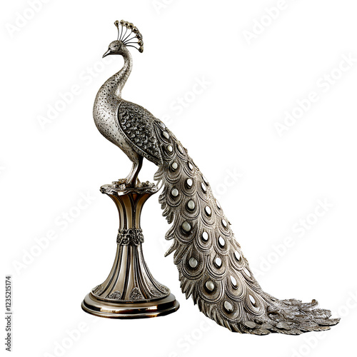 Majestic Elegance: A Silver Peacock in Soft Lighting