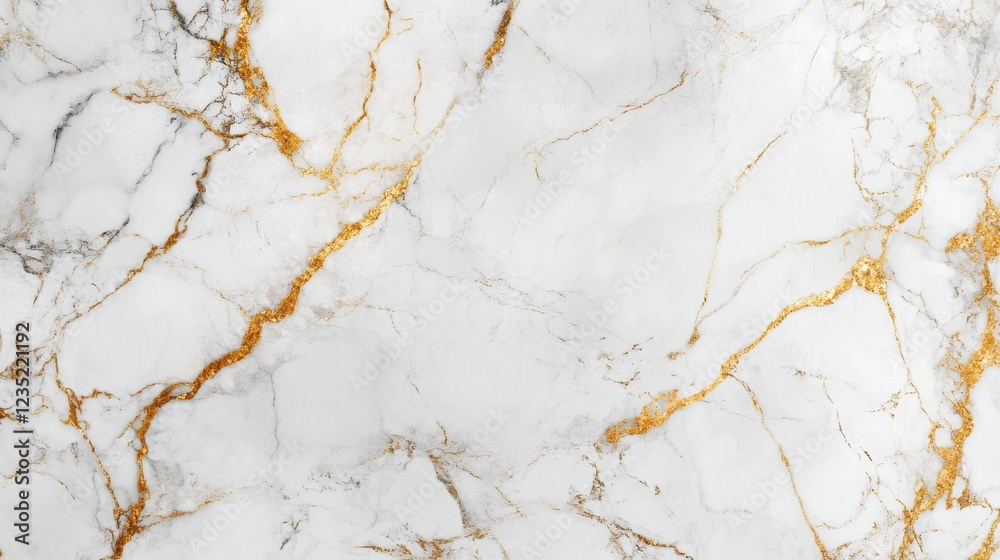 Luxurious white marble texture with golden veins and a polished finish