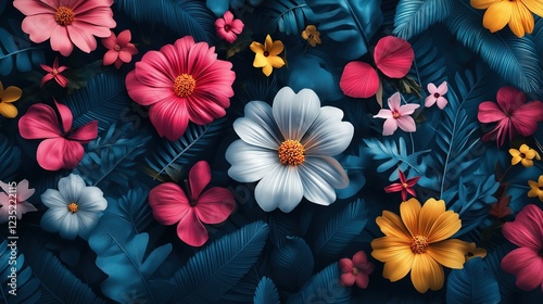 Wallpaper Mural Vibrant arrangement of colorful flowers and foliage creating a vivid natural display Torontodigital.ca