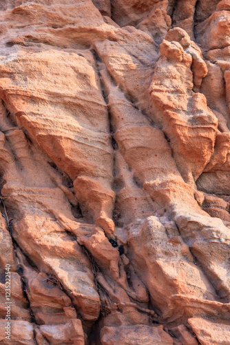 A large rock with a rough, jagged surface