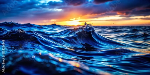 Abstract Blue Water Silhouette Background - Serene Ocean Scene Stock Photo