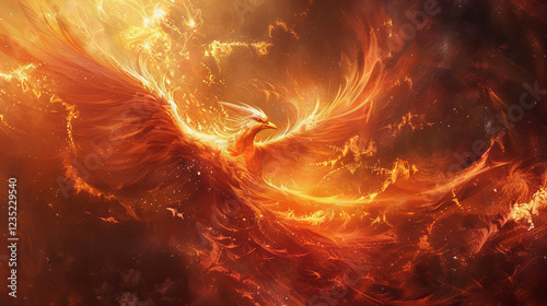 Phoenix Rising - A phoenix bursting into flames and being reborn.
