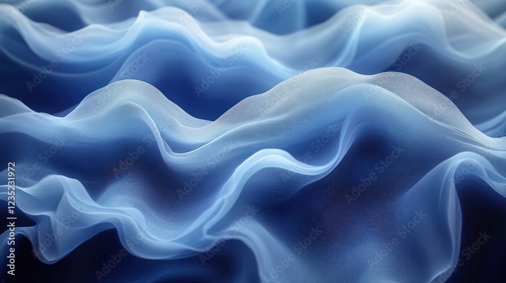 Obraz premium Blue fabric waves, dark background, texture, design