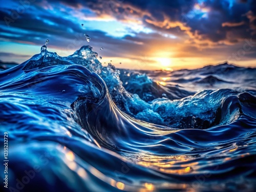 Abstract Water Texture: Deep Blue Ocean Waves Stock Photo photo