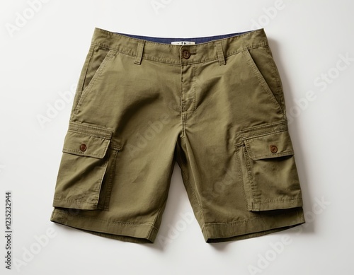 Stylish olive cargo shorts featuring multiple pockets for convenience and functionality.