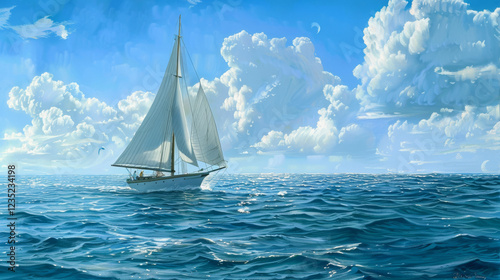 Sailing Boat - A sailboat gliding across the sea. 