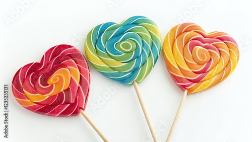 Colorful Heart Shaped Lollipops Sweet Candy Treats