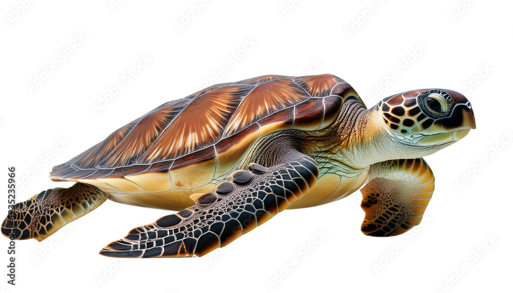 Obraz premium Sea turtle with detailed features on transparent background