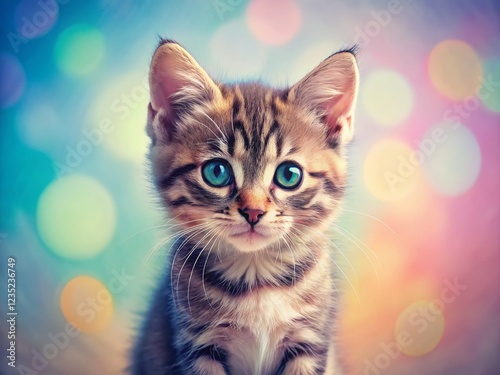 Adorable Striped Kitten Portrait - Cute Drawn Art, Pet Illustration