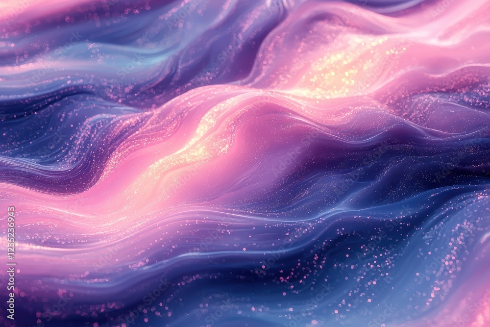 Dreamlike flowing waves with sparkling particles in vibrant colors Dreamlike flowing waves with sparkling particles in vibrant colors