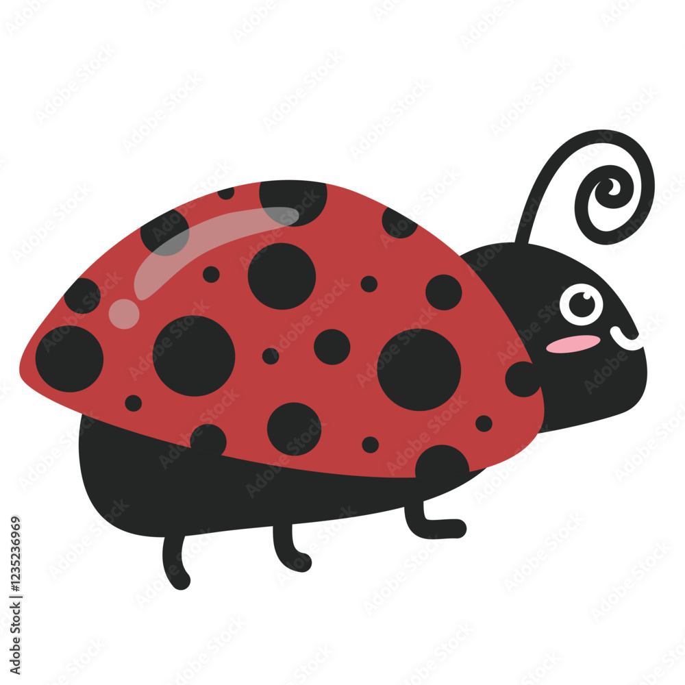 Obraz premium Hand drawn cute ladybug. Suitable for clip art, stickers, flat design illustration, etc