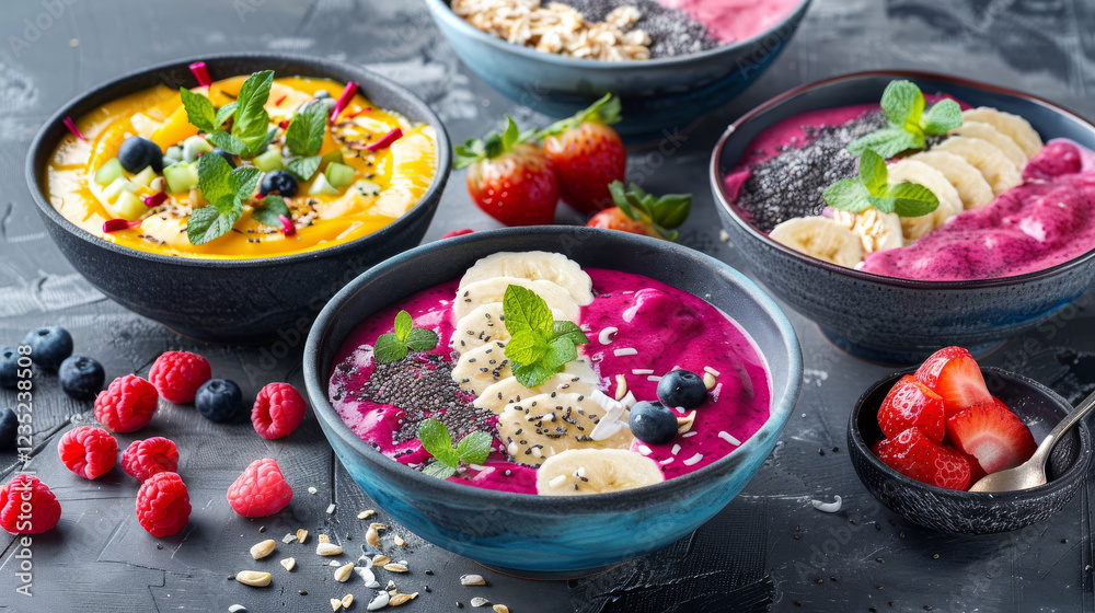 Smoothie Bowls - Vibrant and healthy smoothie bowls. 