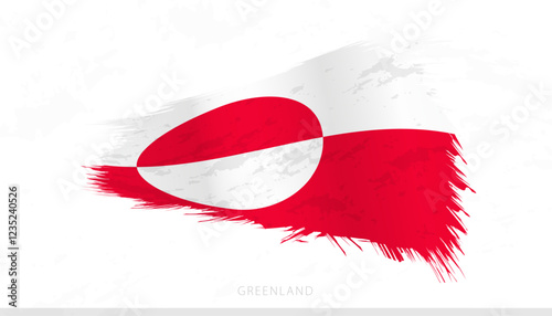 Greenland National Flag with Textured Brush Strokes.