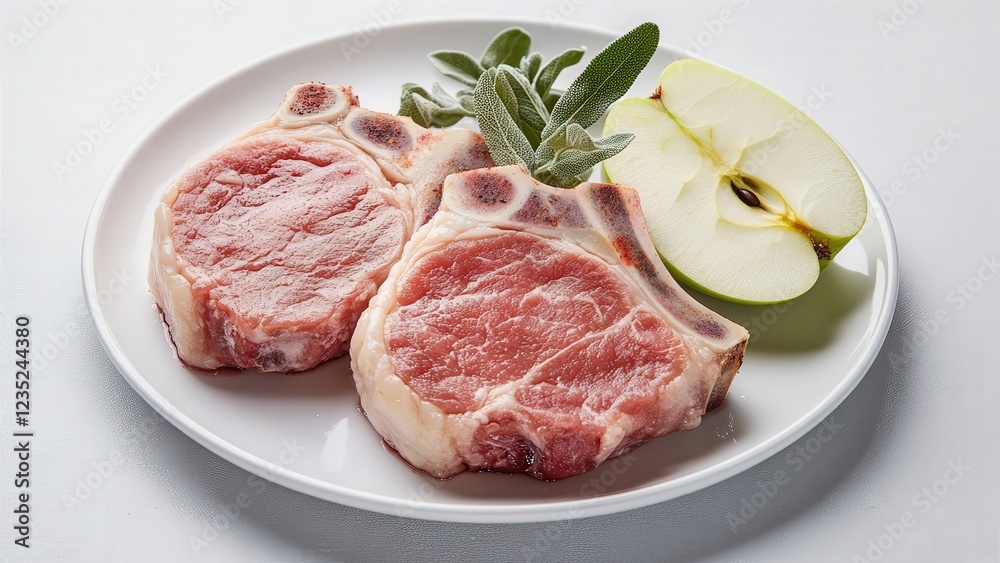 Fresh Pork Chops with Sage and Green Apple Slices Fresh Pork Chops with Sage and Green Apple Slices