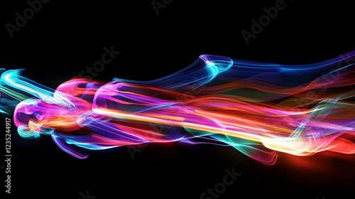 A high-energy sports theme with bright neon streaks shooting across a deep black background, representing speed and motion.