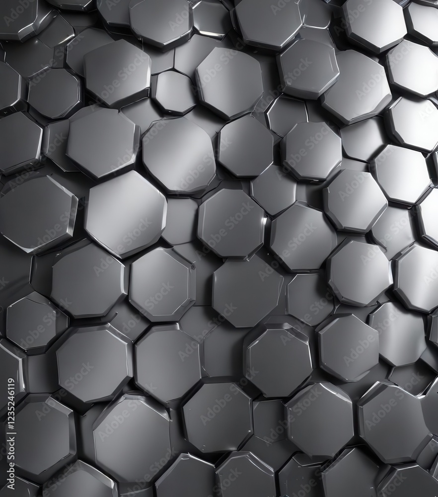 Dense hexagonal metal background with subtle light reflections, metallic, hexagon Dense hexagonal metal background with subtle light reflections, metallic, hexagon