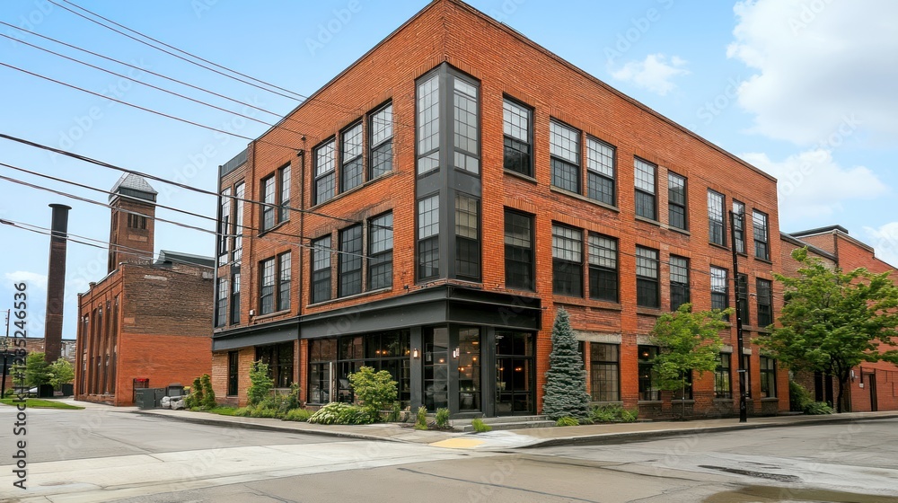 Modern Brick Building Corner Store Urban Setting Modern Brick Building Corner Store Urban Setting