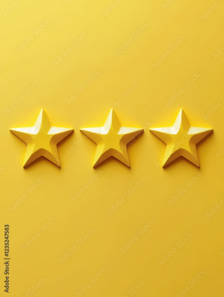 Fototapeta premium Five-star customer satisfaction and quality control feedback, yellow background