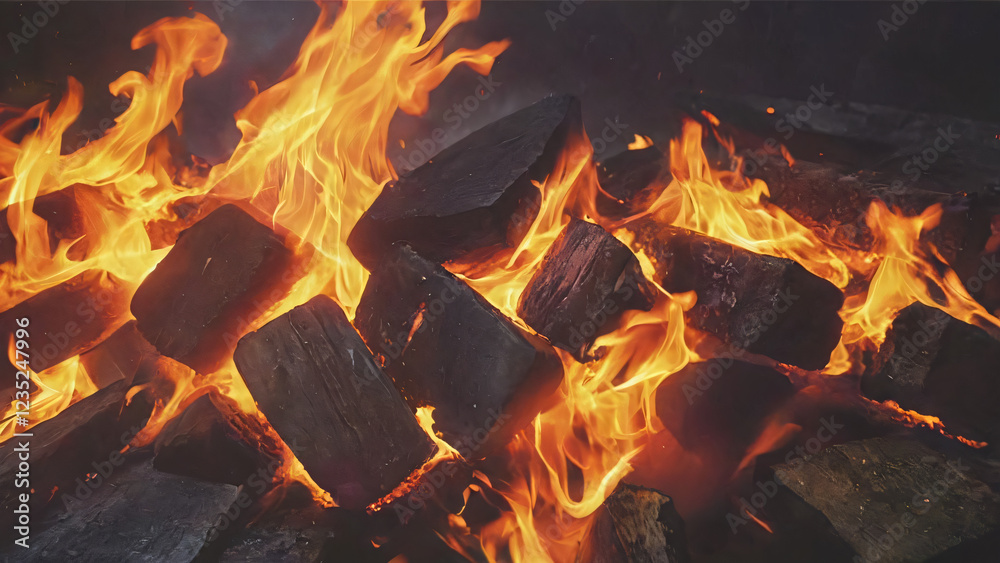 Fototapeta premium fire in the fireplace