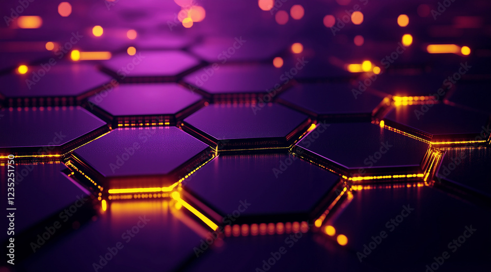 Fototapeta premium Leuchtendes Hexagon-Muster in futuristischem, digitalem Design