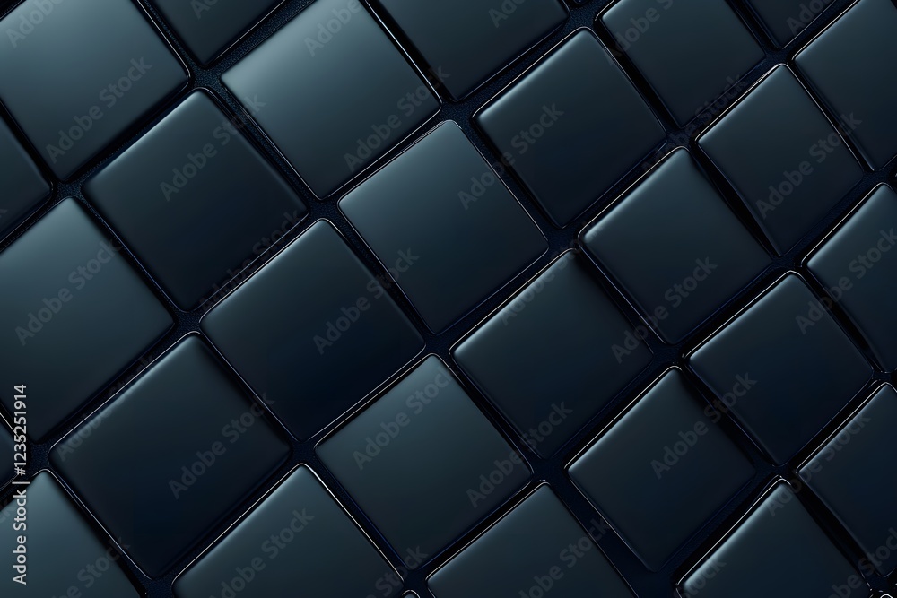 Fototapeta premium Abstract Dark Blue Square Grid Pattern Geometric Shiny Tiles Background Texture