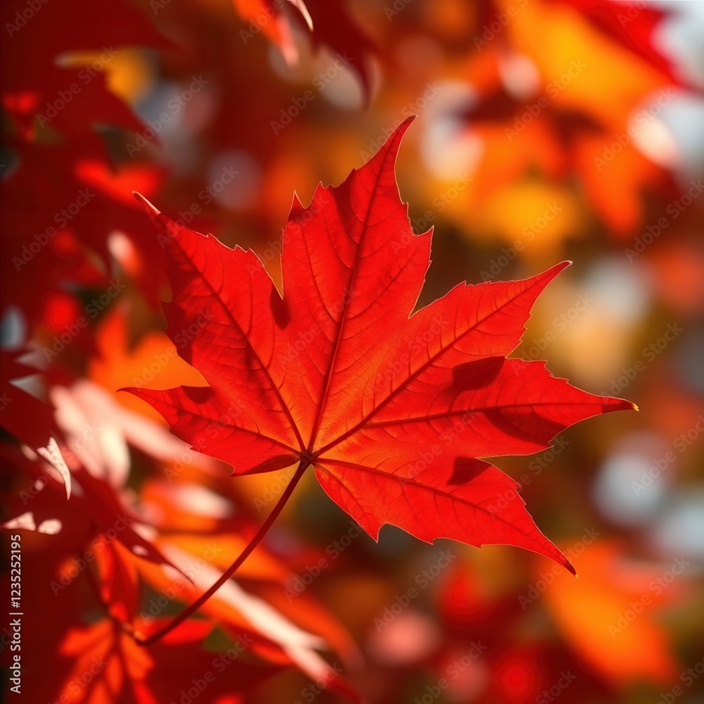 Close Up Dappled Fall Red Canada Maple Leaf Close Up Dappled Fall Red Canada Maple Leaf