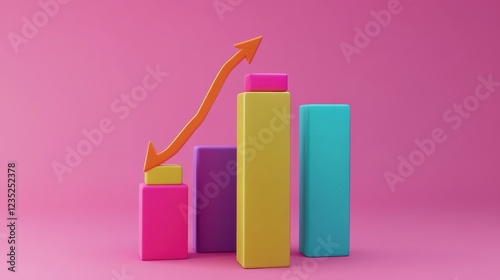 Free Download set of cute colorful bar graph with arrow up. 3D cartoon animation style. - GFXLoad