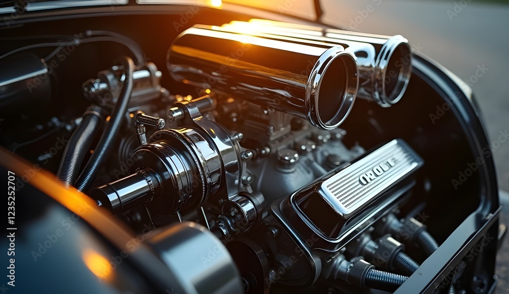 Fototapeta premium A Close-Up Shot of a High-Performance Car Engine