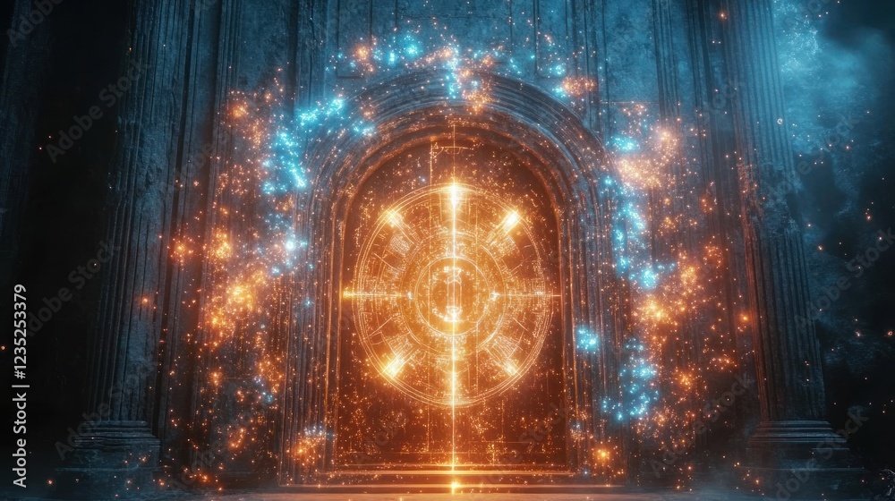 Glowing Portal Ancient Stone Archway Entrance Glowing Portal Ancient Stone Archway Entrance