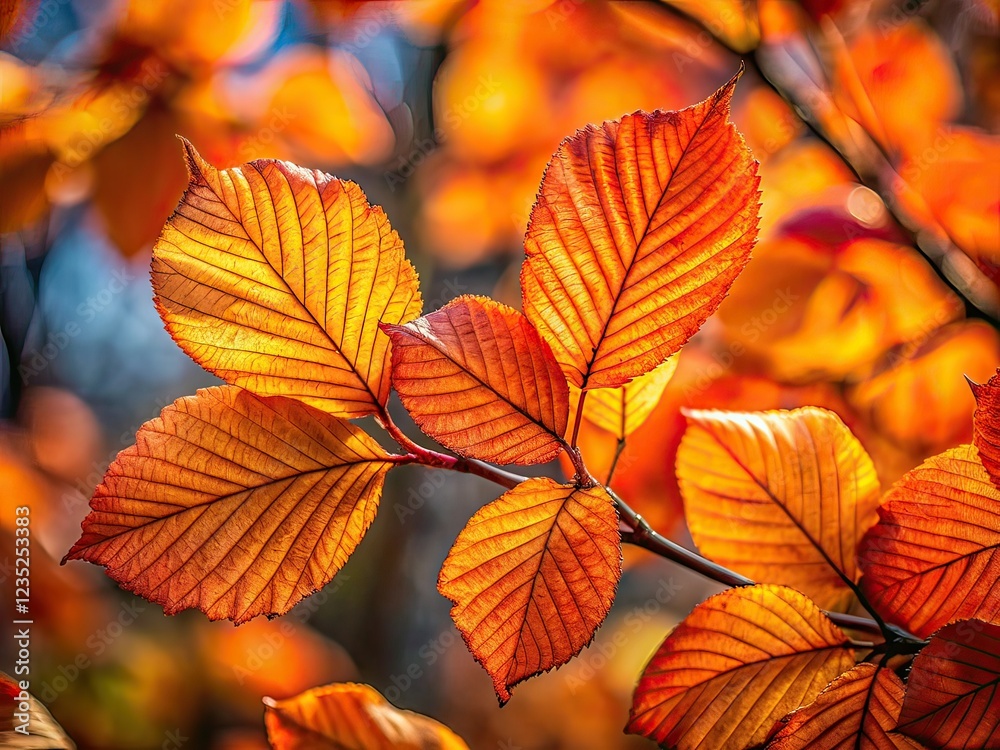 Autumn Orange Leaves Macro Background, Nature Photography, Close-up Autumn Orange Leaves Macro Background, Nature Photography, Close-up