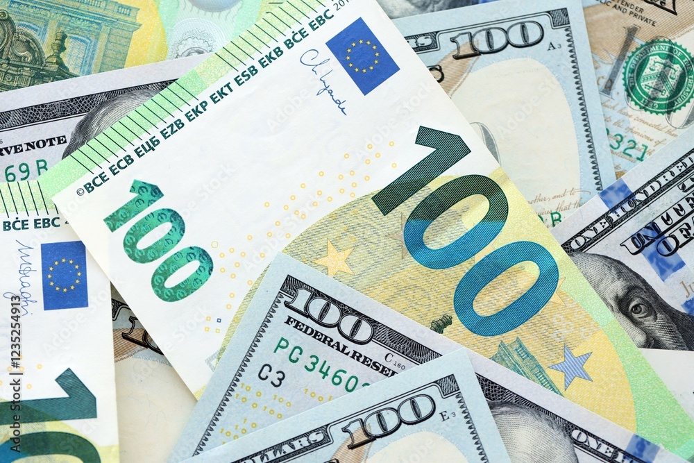 Big pile of Euro and USD banknotes. Many european and united states dollars Big pile of Euro and USD banknotes. Many european and united states dollars