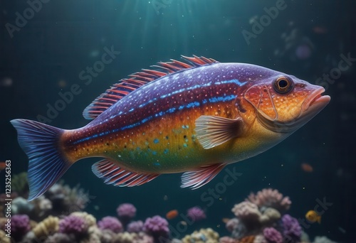 Flat fish with shimmering scales and vibrant colors ,  seafood dish,  seafood