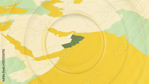Abstract Map of Oman and Surrounding Regions with Circular Patterns.