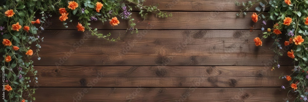 Flourishing floral swirly vines on distressed wooden background, rustic charm, natural elements Flourishing floral swirly vines on distressed wooden background, rustic charm, natural elements