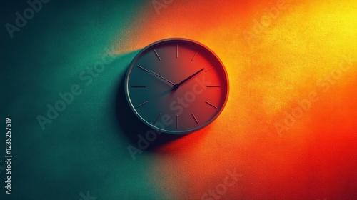 Wallpaper Mural Wall clock in vibrant gradient hues; time passing; dramatic lighting Torontodigital.ca