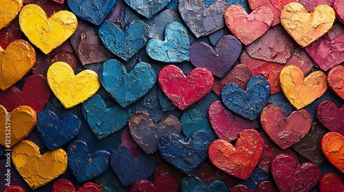 Multicoloured hearts background for Valentine's Day.