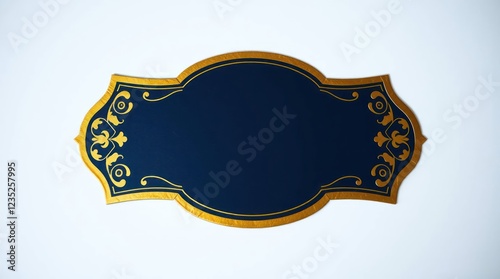 vector frame in rich blue and gold tones, perfect for luxurious invitations on a smooth white background