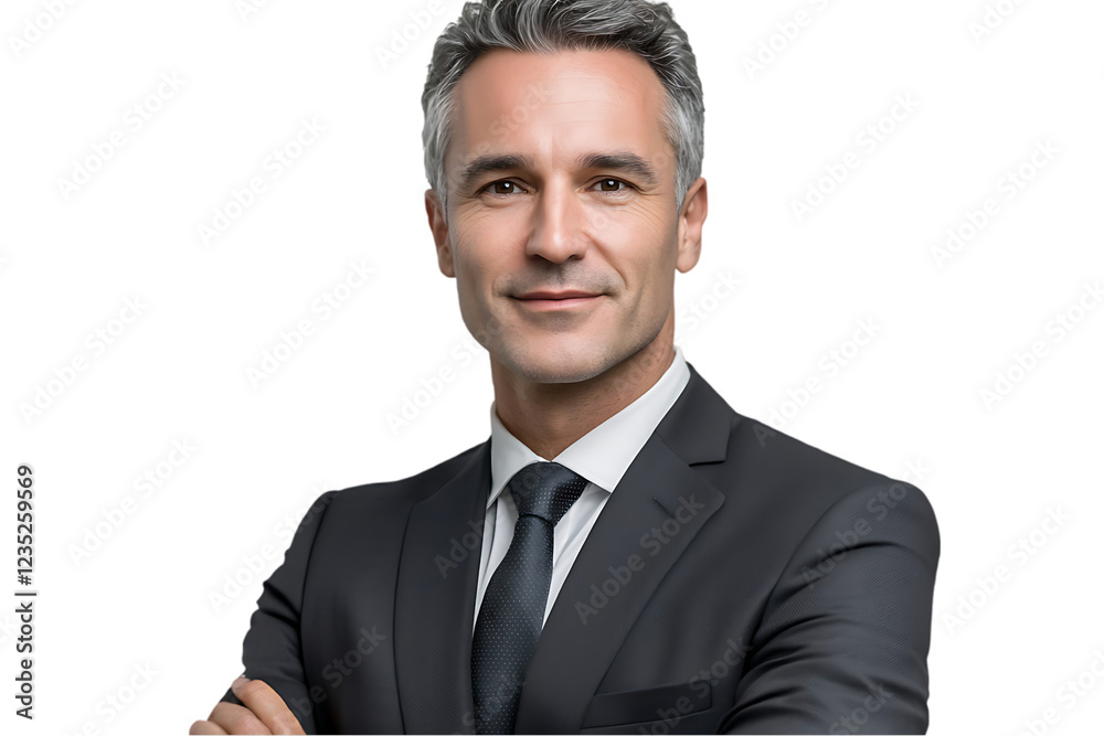 Portrait a confident, successful, and handsome businessman in suit, isolated on transparent background Portrait a confident, successful, and handsome businessman in suit, isolated on transparent background