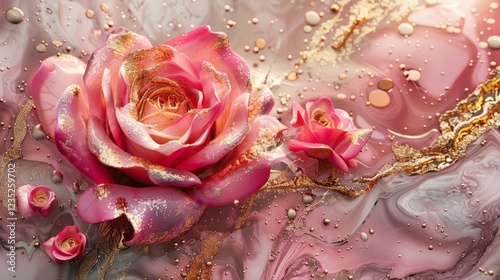 magenta and golden peony garden flowers close up