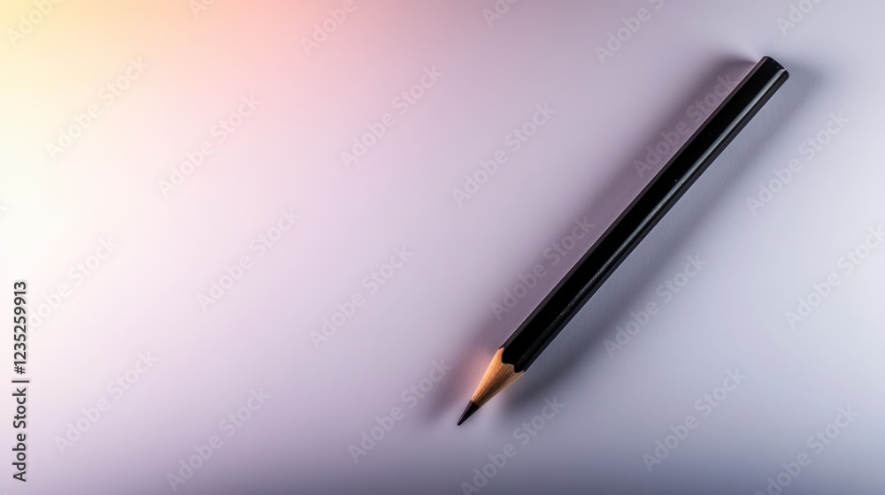 Black Pencil on White Background with Soft Lighting Black Pencil on White Background with Soft Lighting