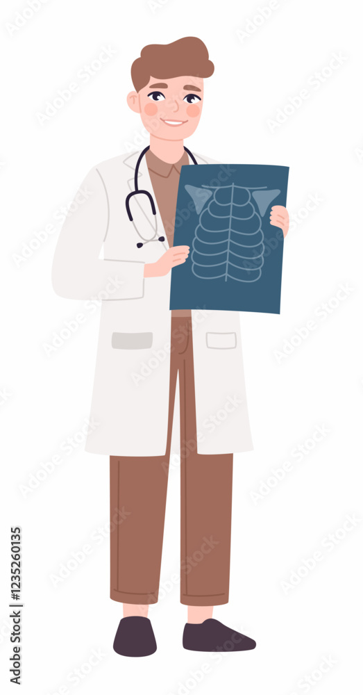 Kind doctor on a white background. Flat vector illustration. Kind doctor on a white background. Flat vector illustration.