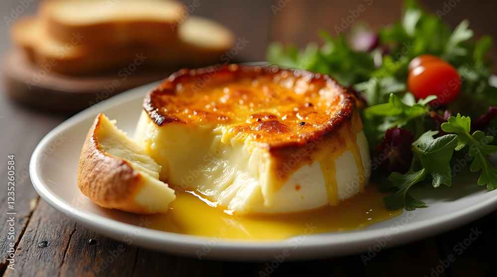 Baked Camembert with Honey Drizzle and Salad: Creamy, Gooey Cheese Recipe